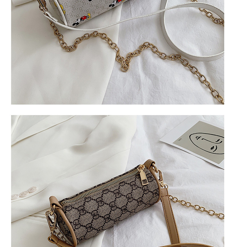 Fashion Small Gd Brown Mickey Print Chain Shoulder Bag,Shoulder bags