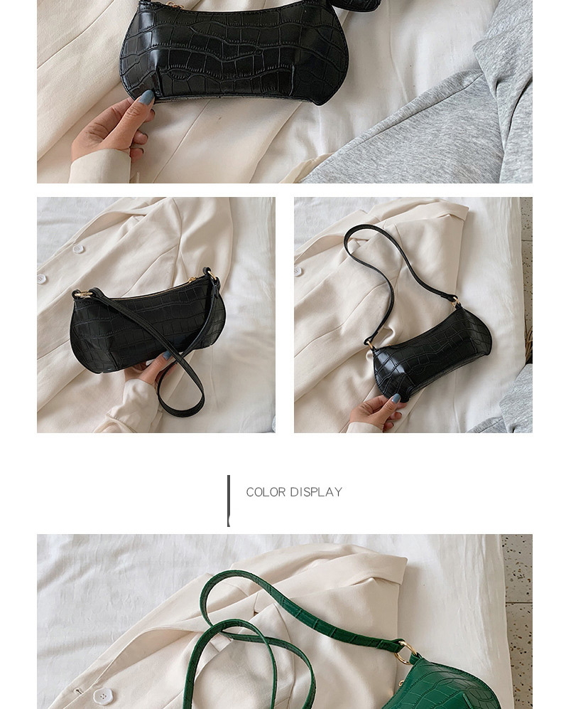 Fashion Black Large Crocodile Solid Color Underarm Shoulder Bag,Messenger bags