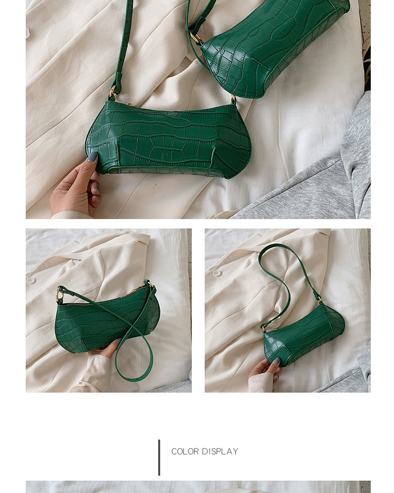 Fashion Green Trumpet Crocodile Solid Color Underarm Shoulder Bag,Messenger bags