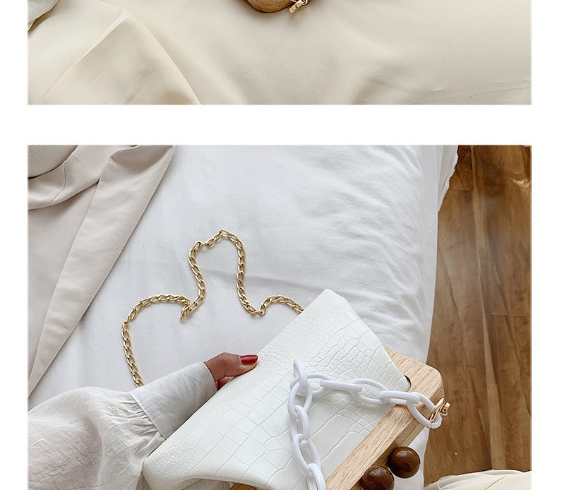 Fashion Yellow Wood Clip Suction Buckle Acrylic Chain Shoulder Crossbody Bag,Shoulder bags