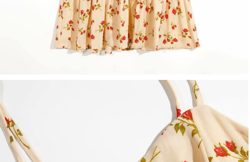 Fashion Yellow Flower Print Strapless Pleated Dress,Long Dress