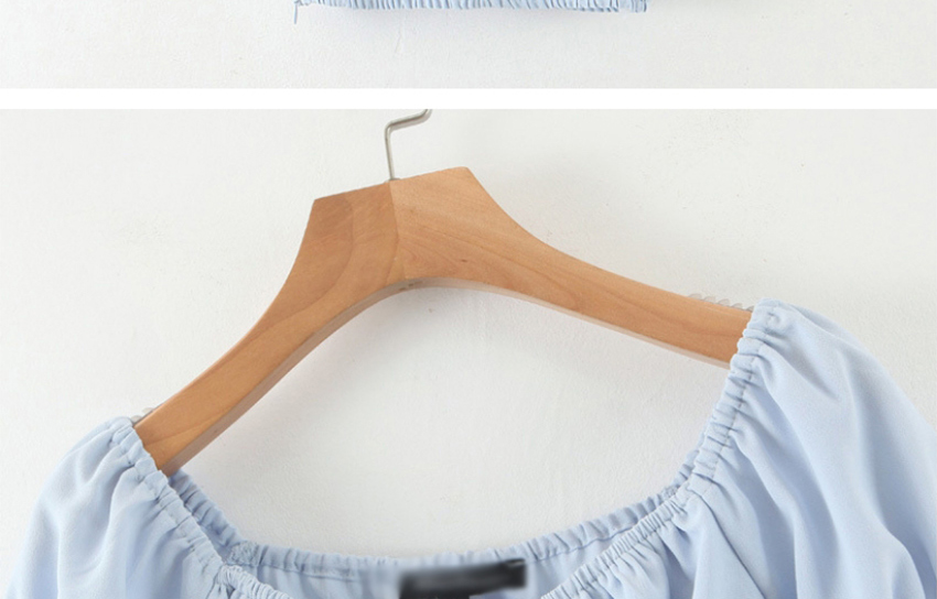 Fashion Blue Short Waist Shirt With Elastic Lace-up Stitching,Tank Tops & Camis