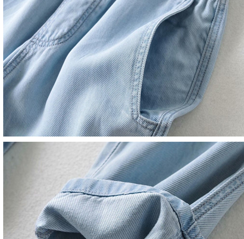 Fashion Light Blue Washed Tencel Two-button Denim Trousers,Denim