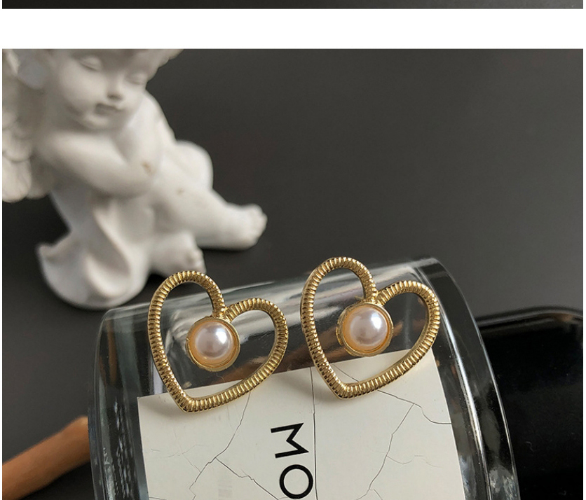 Fashion Golden Hollow Love Pearl Alloy Earrings,Stud Earrings