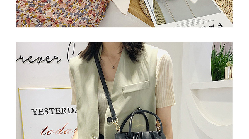 Fashion Black Pleated Shoulder Messenger Handbag,Handbags