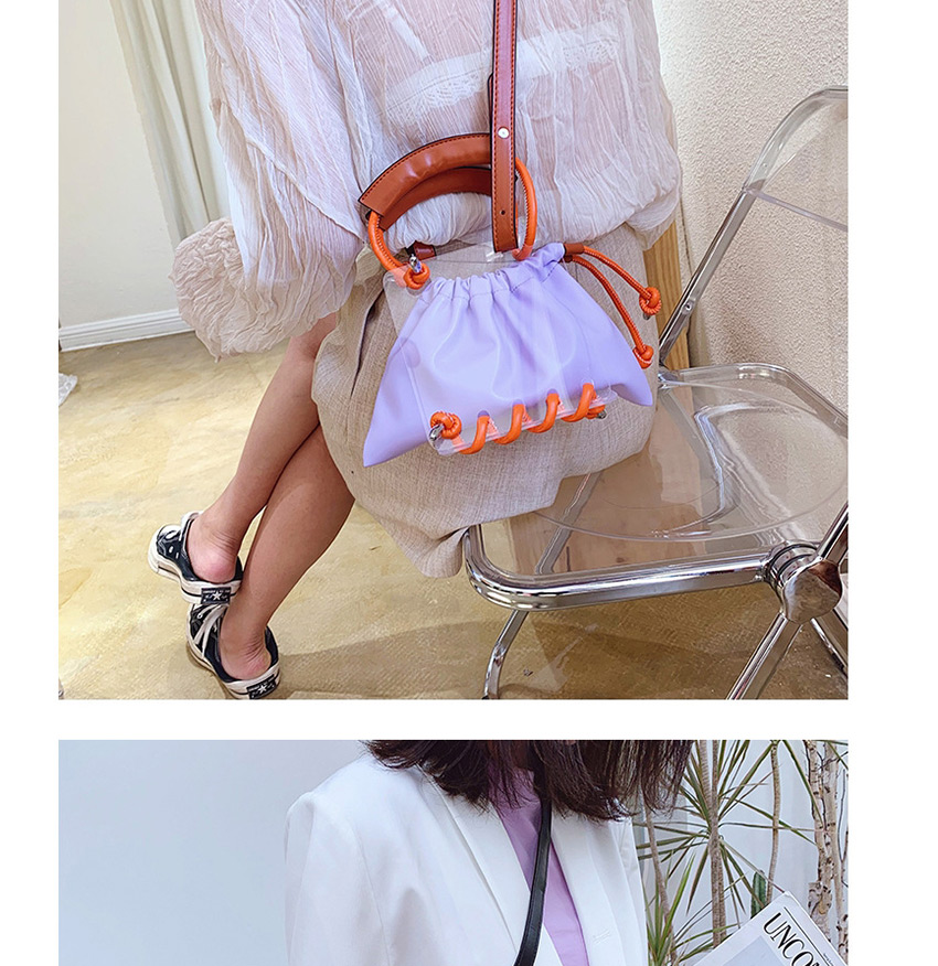 Fashion Purple Drawstring Shoulder Messenger Handbag,Handbags