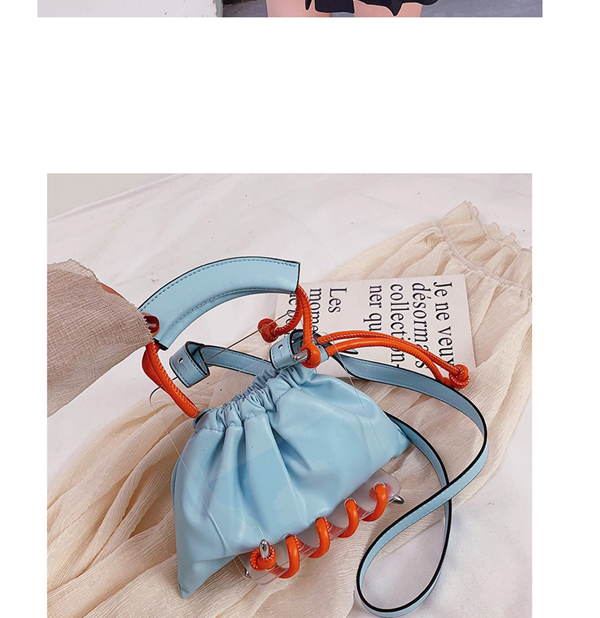Fashion Sky Blue Drawstring Shoulder Messenger Handbag,Handbags