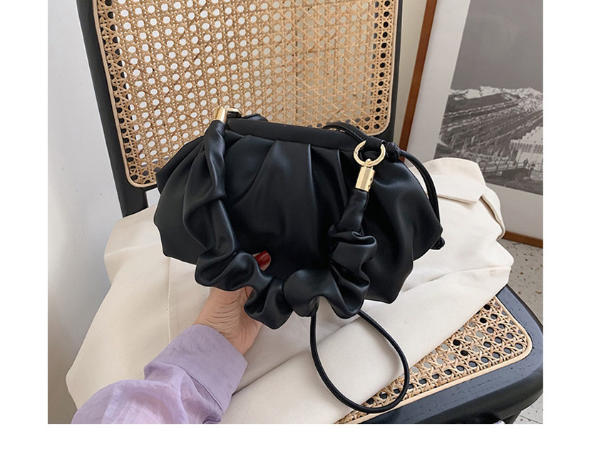 Fashion Black Pleated Crossbody Shoulder Bag,Handbags
