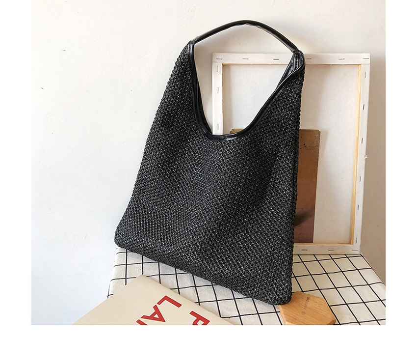 Fashion Black Woven Shoulder Underarm Bag,Messenger bags