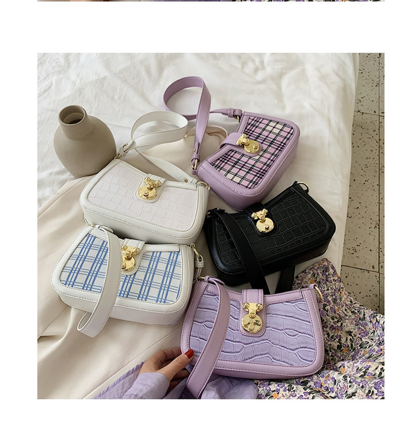 Fashion Plaid Purple One-shoulder Cross-body Stone Pattern Underarm Bag,Messenger bags