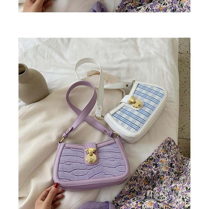 Fashion Purple One-shoulder Cross-body Stone Pattern Underarm Bag,Messenger bags