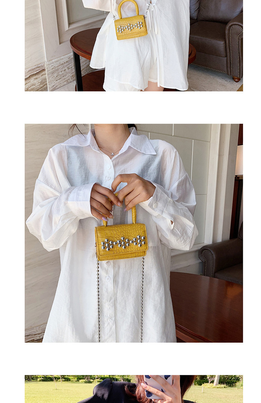 Fashion Yellow One Shoulder Stone Pattern Handbag,Handbags