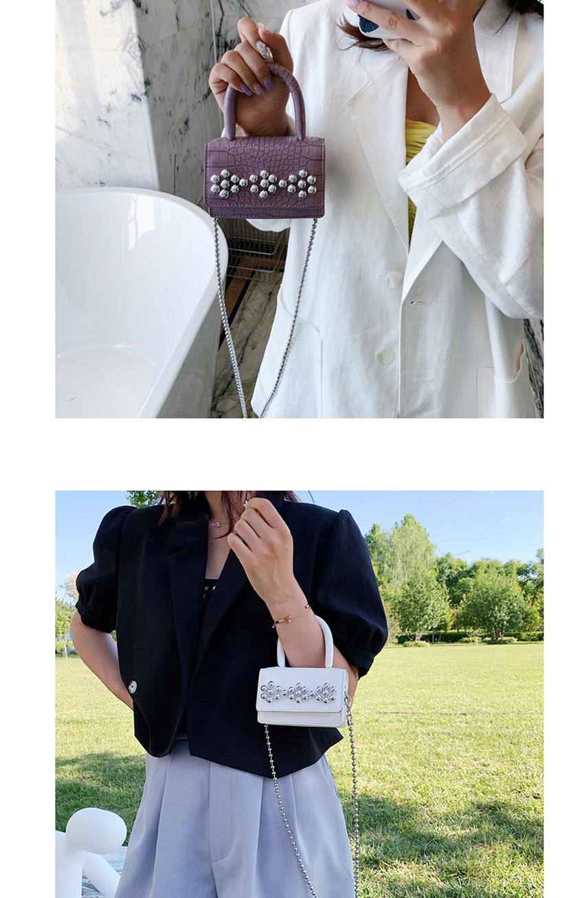 Fashion White One Shoulder Stone Pattern Handbag,Handbags