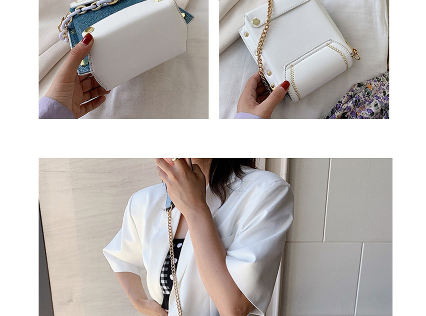 Fashion White With Blue Crossbody Chain Shoulder Bag,Messenger bags