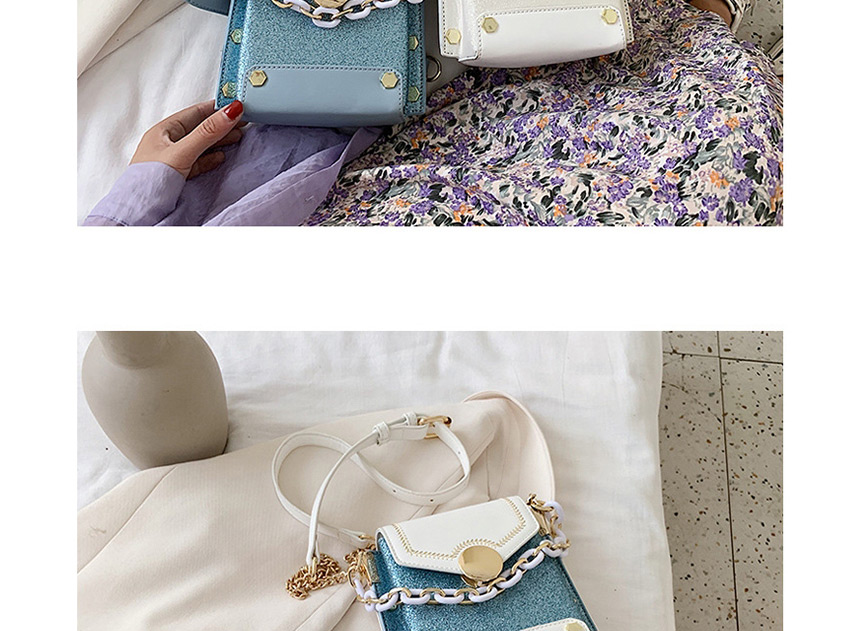 Fashion White With Blue Crossbody Chain Shoulder Bag,Messenger bags