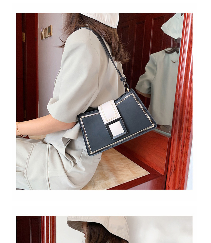 Fashion Stone Grain White Hand-shouldered Diagonal Shoulder Bag,Messenger bags