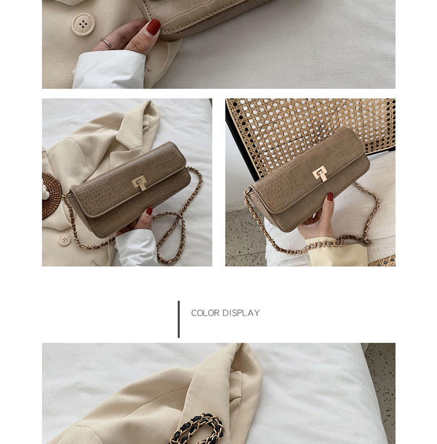 Fashion Brown Crocodile Chain Crossbody Shoulder Bag,Messenger bags