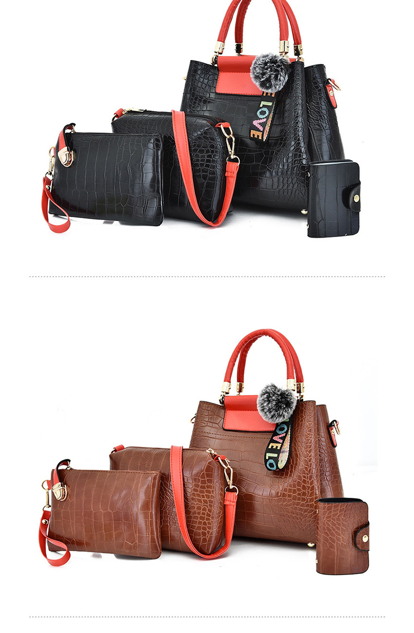 Fashion Brown With Red One-shoulder Messenger Bag,Handbags