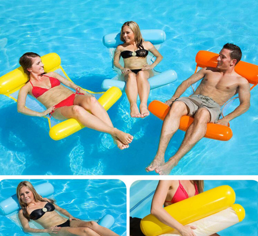 Fashion Orange Inflatable Hammock With Foldable Backrest With Net,Swim Rings
