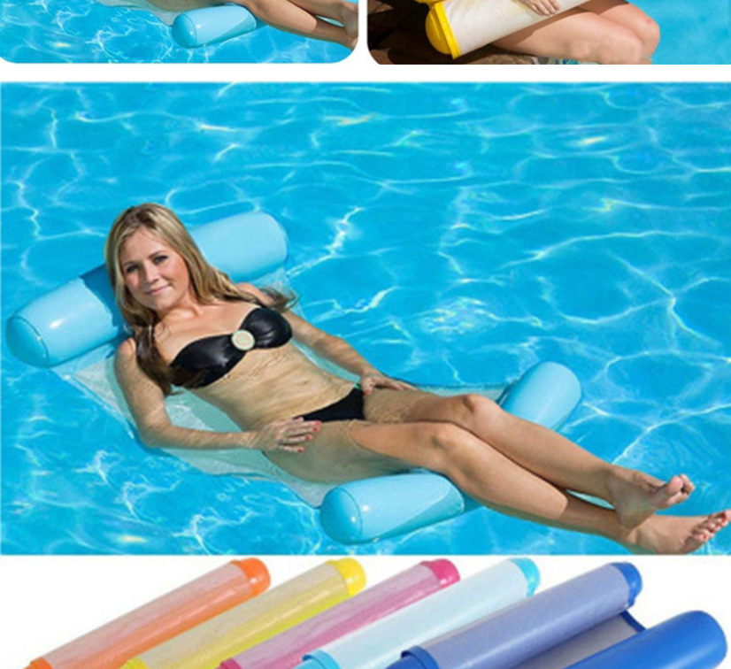 Fashion Orange Inflatable Hammock With Foldable Backrest With Net,Swim Rings