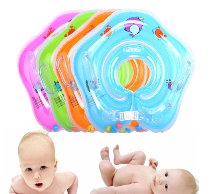 Fashion Blue Baby Collar Inflatable Infant Swimming Neck Ring With Double Airbags,Swim Rings