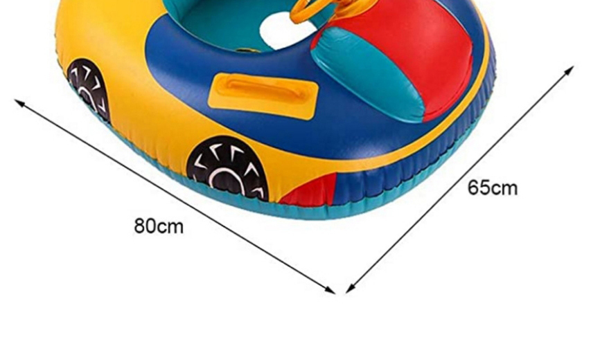 Fashion Yellow Cartoon Swimming Ring Boat With Steering Wheel Horn,Swim Rings