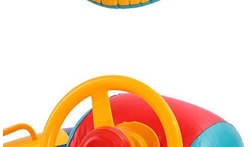 Fashion Yellow Cartoon Swimming Ring Boat With Steering Wheel Horn,Swim Rings