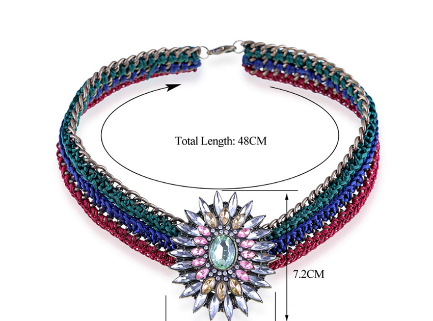 Fashion Color Woven Alloy Sun Flower Necklace,Pendants