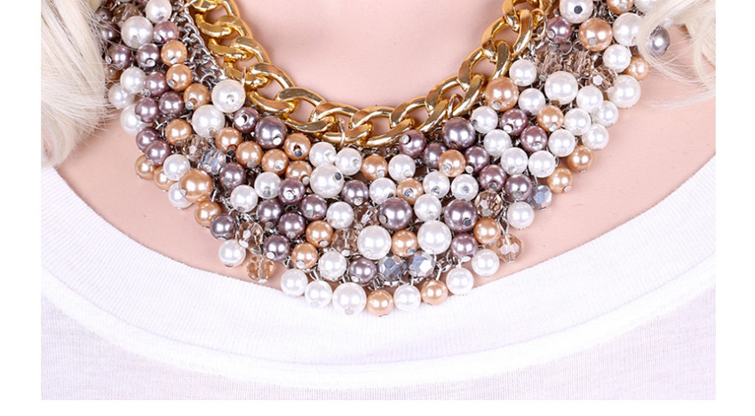 Fashion Color Alloy Pearl Necklace,Chokers
