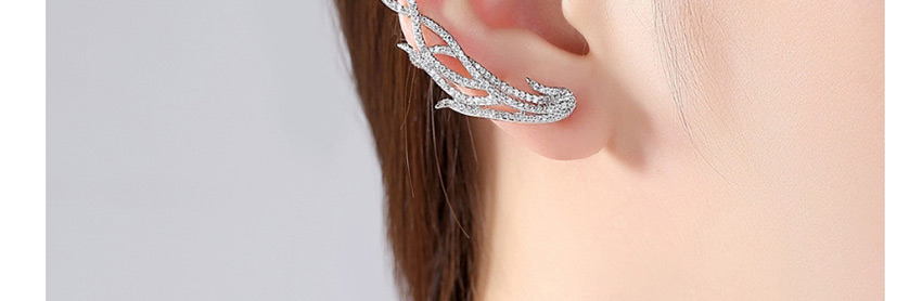 Fashion White Gold Wing Copper Earrings With Zirconium,Stud Earrings