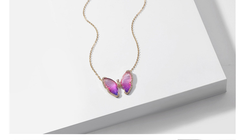 Fashion Orange Transparent Butterfly Resin Necklace,Pendants