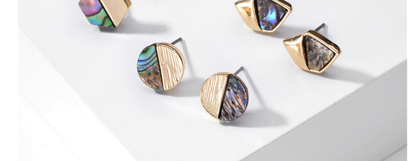 Fashion Geometry Abalone Shell Geometric Metal Stud Earrings,Stud Earrings