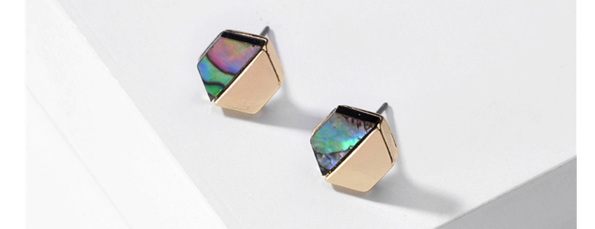 Fashion Geometry Abalone Shell Geometric Metal Stud Earrings,Stud Earrings