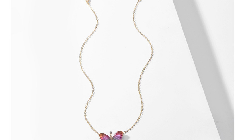 Fashion Pink Purple Color Transparent Butterfly Resin Necklace,Pendants