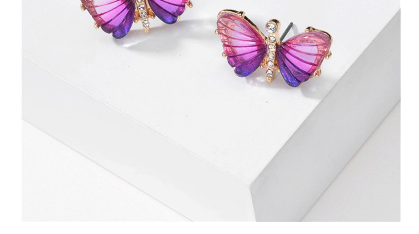 Fashion Blue Acrylic Butterfly Wings Earrings,Stud Earrings