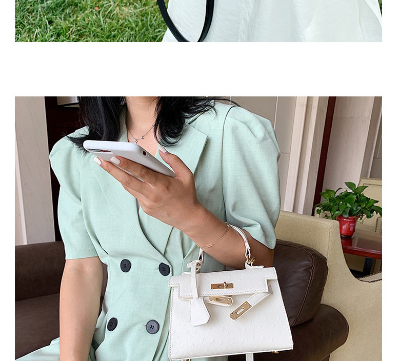 Fashion White Locked Shoulder Messenger Handbag,Handbags