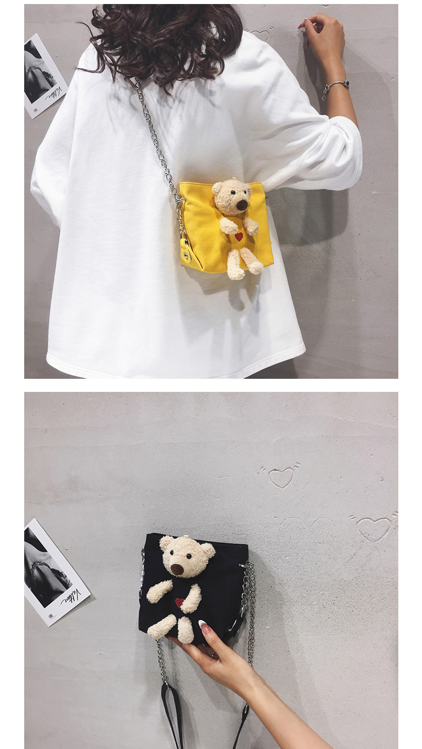 Fashion Yellow Canvas Bear Chain Crossbody Shoulder Bag,Messenger bags
