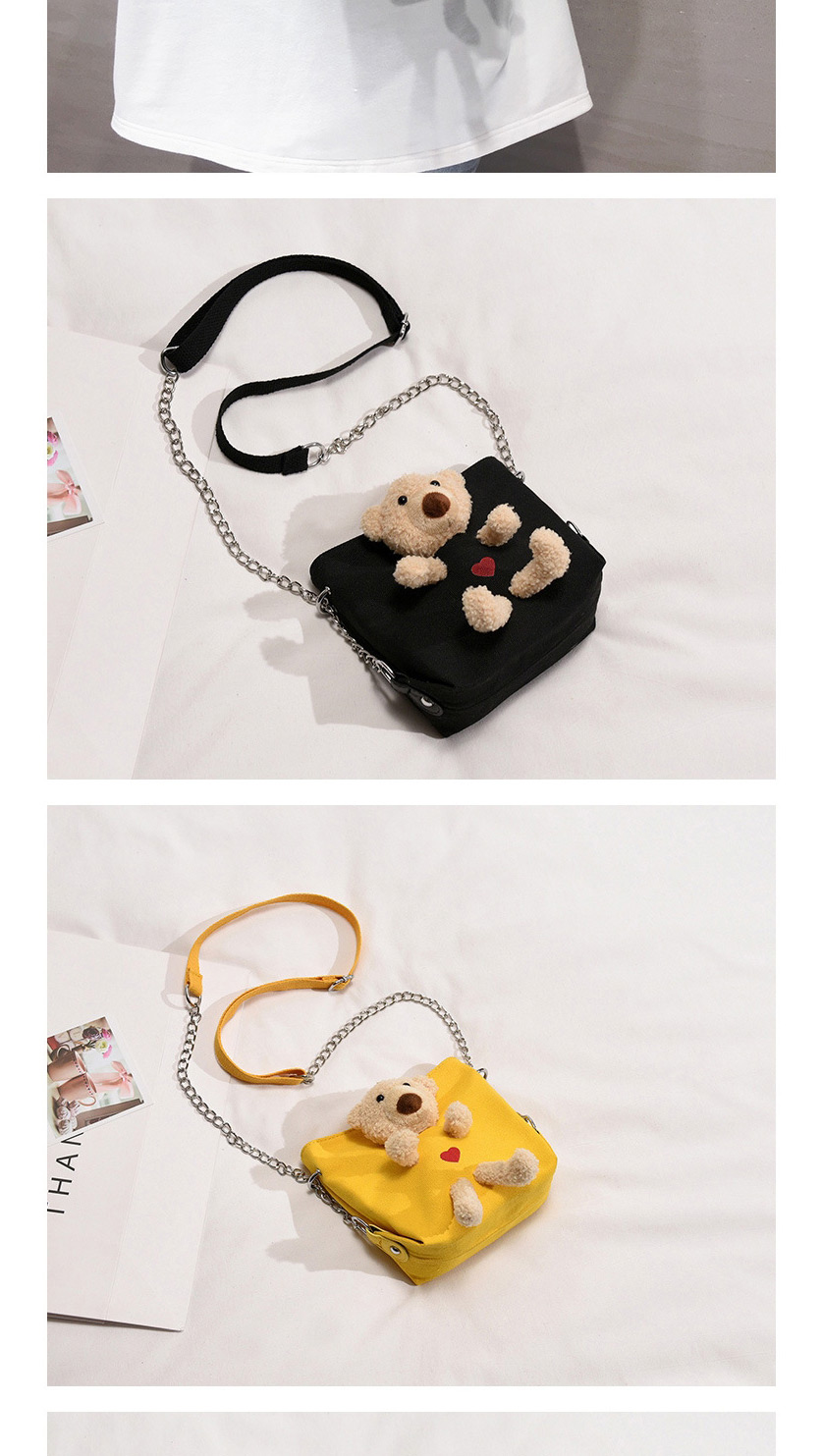 Fashion Yellow Canvas Bear Chain Crossbody Shoulder Bag,Messenger bags