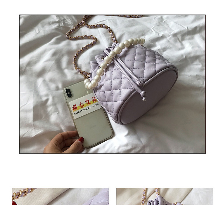 Fashion Purple Cross-body Pearl Chain Shoulder Bag,Messenger bags