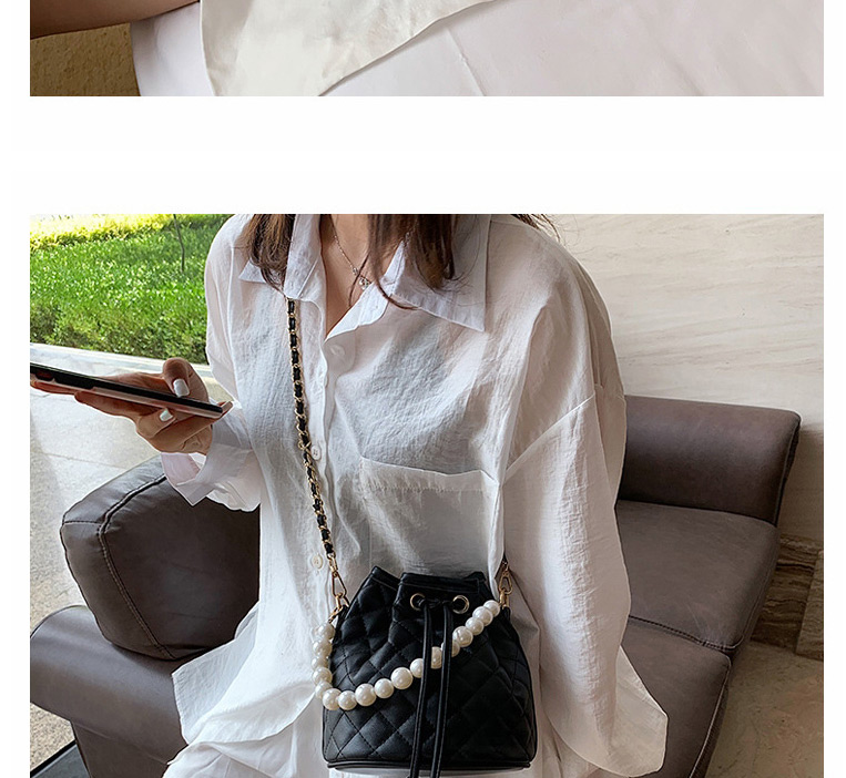 Fashion White Cross-body Pearl Chain Shoulder Bag,Messenger bags