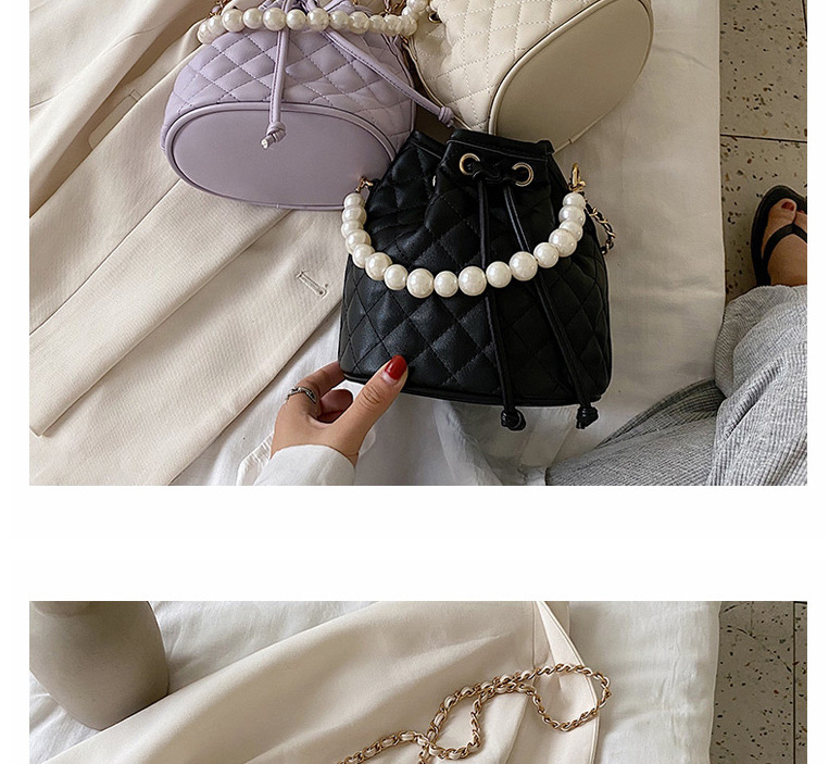 Fashion Black Cross-body Pearl Chain Shoulder Bag,Messenger bags