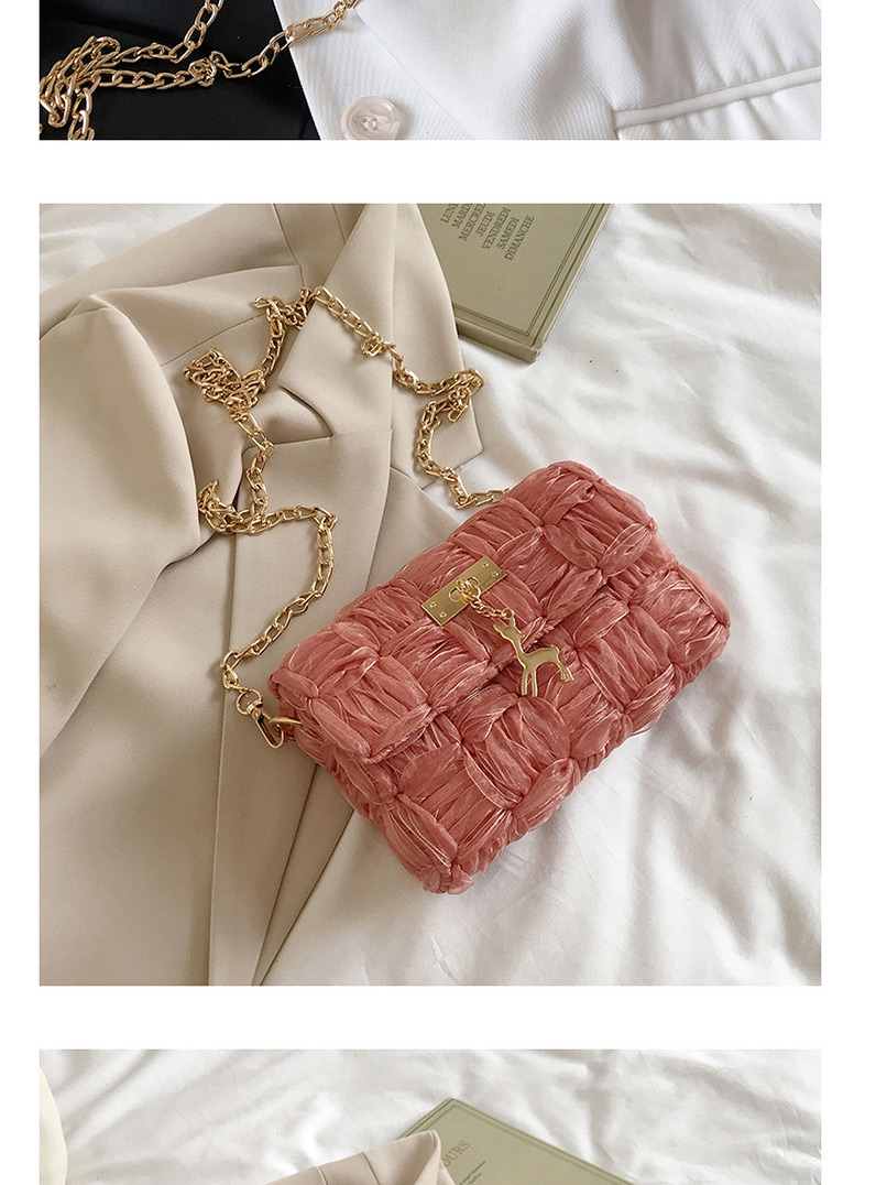 Fashion Deep Pink Ribbon Yarn Woven Shoulder Crossbody Bag,Shoulder bags