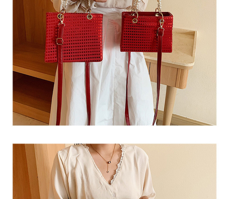Fashion Red Trumpet Portable Pearl Shoulder Bag,Shoulder bags