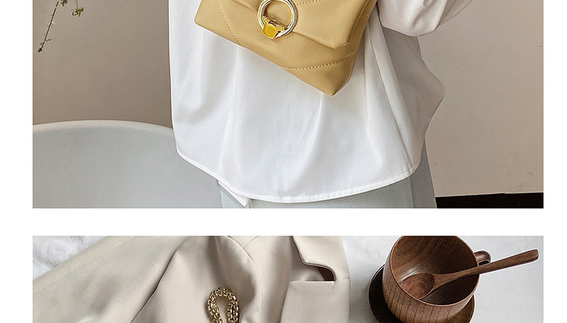 Fashion White Chain Shoulder Messenger Embroidered Thread Small Square Bag,Shoulder bags