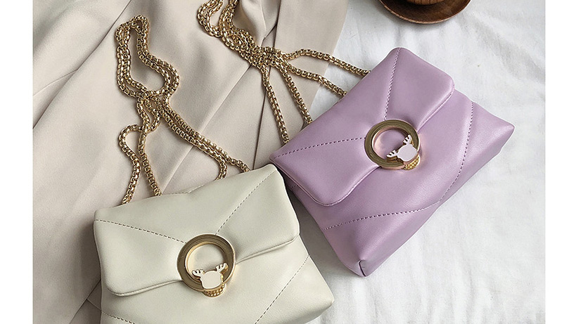 Fashion Purple Chain Shoulder Messenger Embroidered Thread Small Square Bag,Shoulder bags