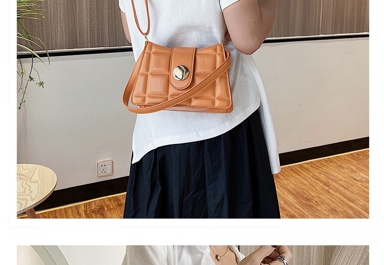 Fashion Orange Crossbody Checkered Shoulder Bag,Messenger bags