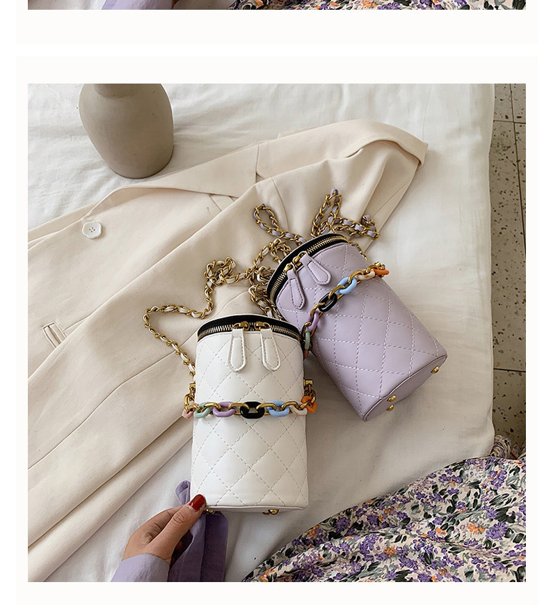Fashion White Crossbody Chain Duffel Bag,Shoulder bags