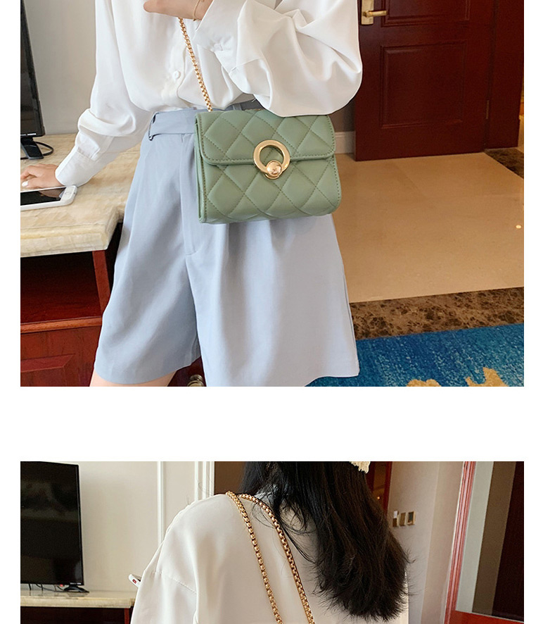 Fashion Green Trumpet Diamond Chain Shoulder Messenger Small Square Bag,Shoulder bags
