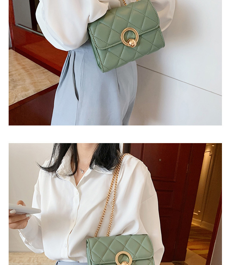 Fashion Green Trumpet Diamond Chain Shoulder Messenger Small Square Bag,Shoulder bags