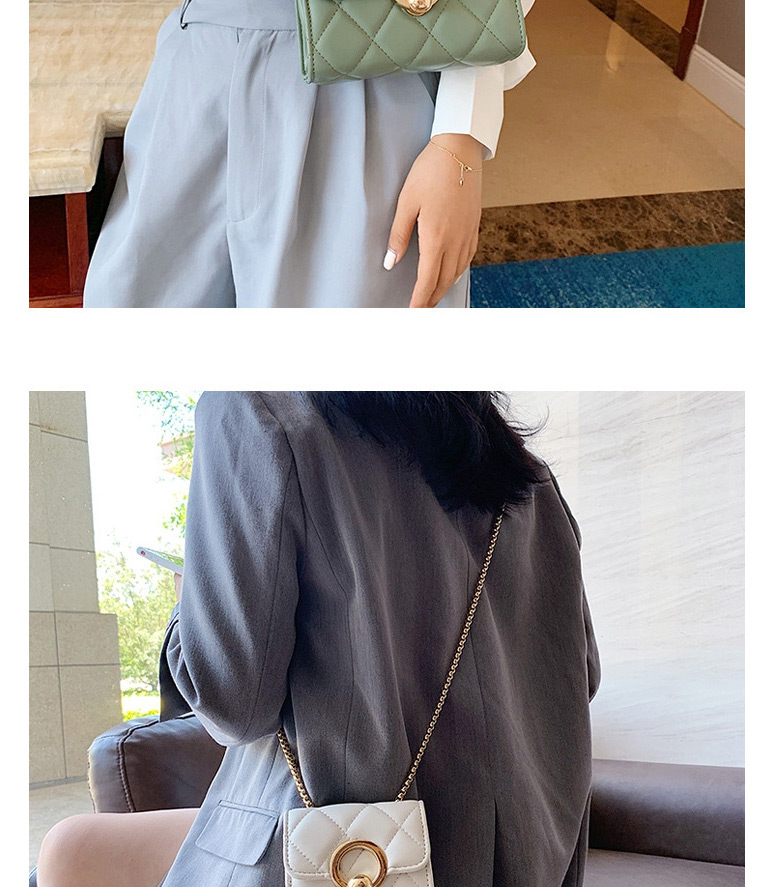 Fashion White Trumpet Diamond Chain Shoulder Messenger Small Square Bag,Shoulder bags